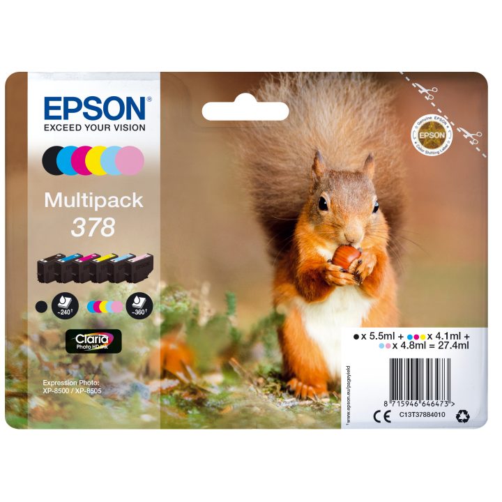 Epson Squirrel Ink Multipack 6 Colors 378 Claria Photo HD Squirrel