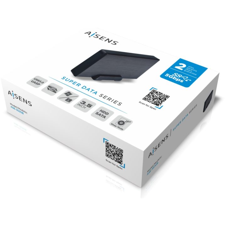 AISENS Caixa externa 3,5" ASE-3530B SATA a USB 3.0/USB 3.1 Gen1, Preta