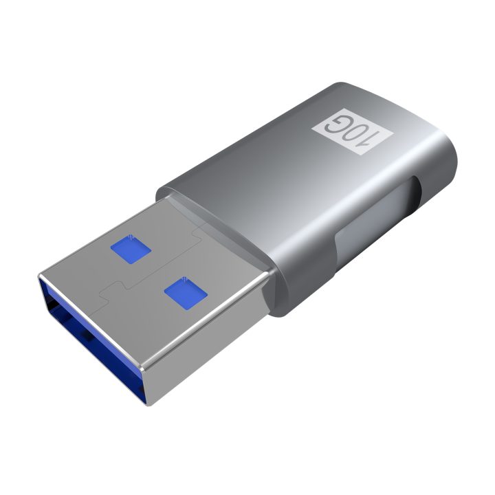 AISENS Mini USB 3.2 GEN2 10G 3A Adapter, USB-C/H-A/M, Gray
