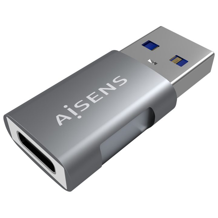 AISENS Mini USB 3.2 GEN2 10G 3A Adapter, USB-C/H-A/M, Gray