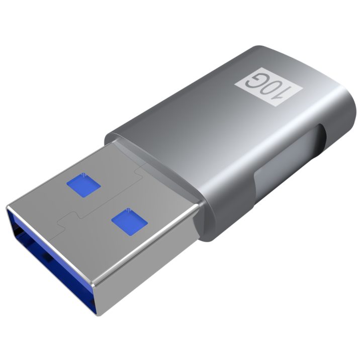 AISENS Mini USB 3.2 GEN2 10G 3A Adapter, USB-C/H-A/M, Gray