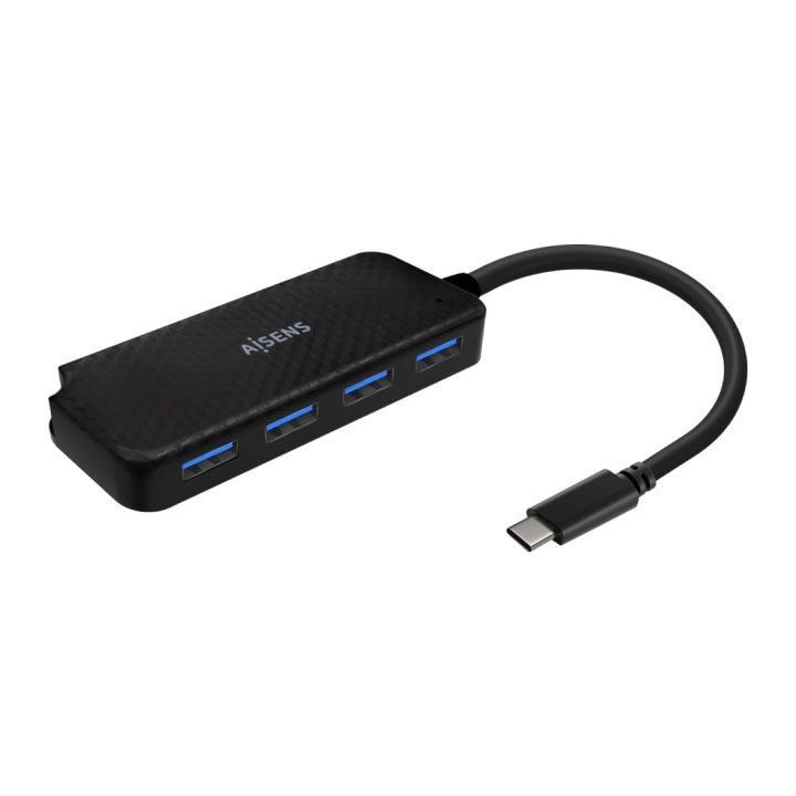 AISENS Hub USB 3.1 USB-C, USB-C/M-4x Tipo A/H, Preto, 15cm