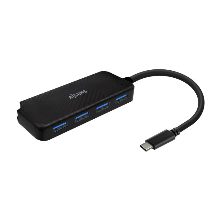 AISENS USB 3.1 USB-C Hub, USB-C/M-4x Type A/H, Black, 15cm