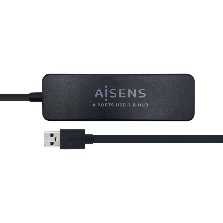 Hub USB 3.0 AISENS, Tipo A/M - 4 x Tipo A/H, Preto, 30 cm