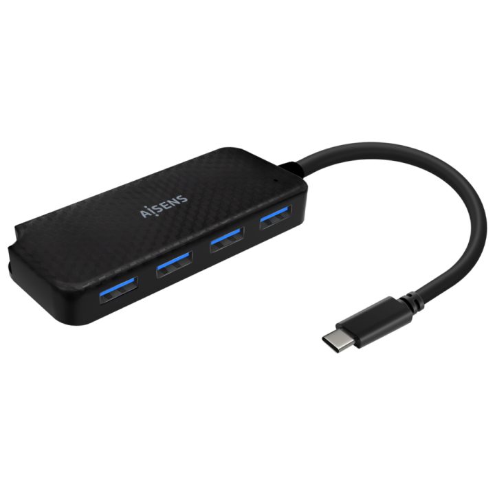 AISENS USB 3.1 USB-C Hub, USB-C/M-4x Type A/H, Black, 15cm