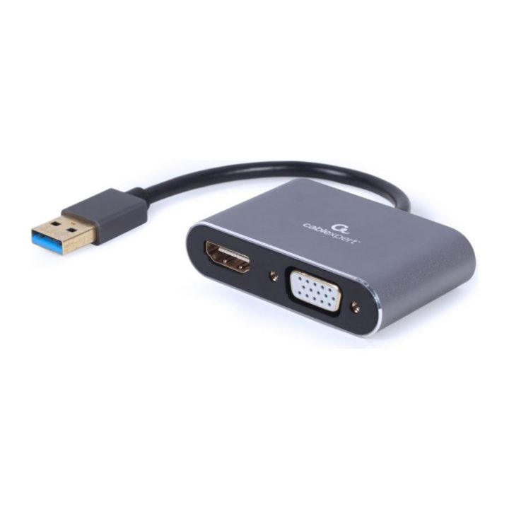 Gembird A-USB3-HDMIVGA-01 USB Graphics Adapter 3840 x 2160 Pixels Gray