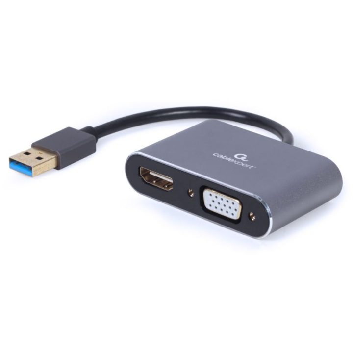 Gembird A-USB3-HDMIVGA-01 USB Graphics Adapter 3840 x 2160 Pixels Gray