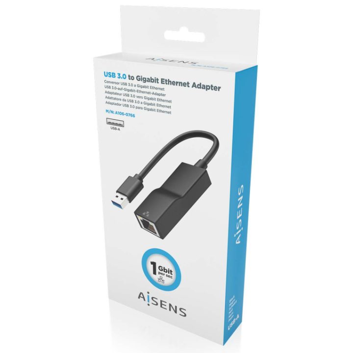AISENS Conversor USB 3.0 a Ethernet Gigabit 10/100/1000 Mbps, Negro…