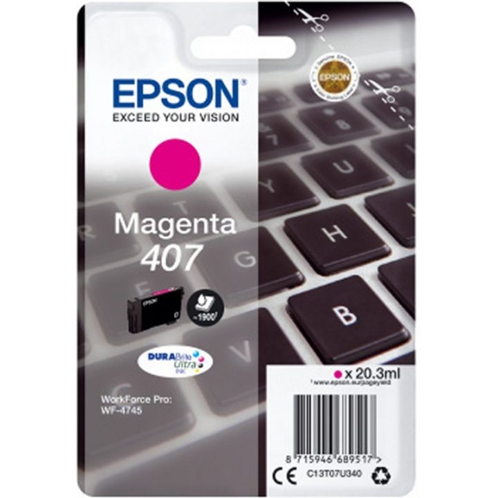 Epson 407L DURABrite Ultra Magenta Ink Cartridge Keyboard