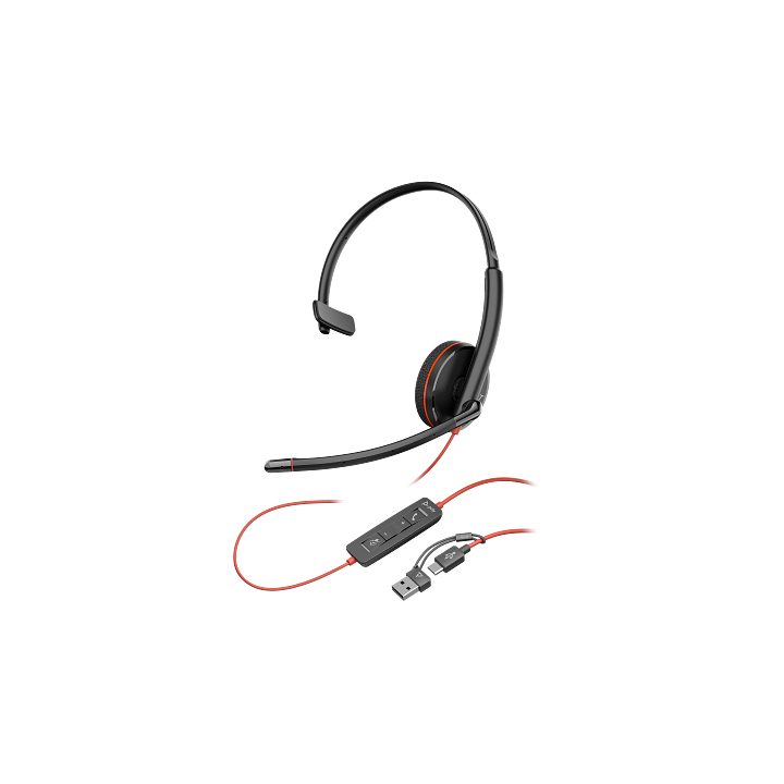 HP Poly Poly Blackwire 3215 Monaural Headset USB-C + 3.5 mm Connector…