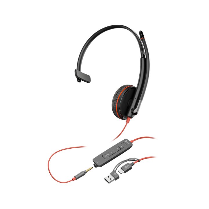 HP Poly Poly Blackwire 3215 Monaural Headset USB-C + 3.5 mm Connector…