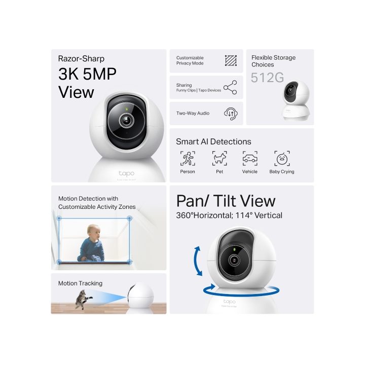 TP-Link Tapo C230 Indoor IP Security Camera Bulb 2880 x 1620 Pixels…