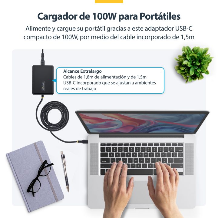 StarTech.com Cargador USB-C para Portátil con Cable Tipo C Integrado…