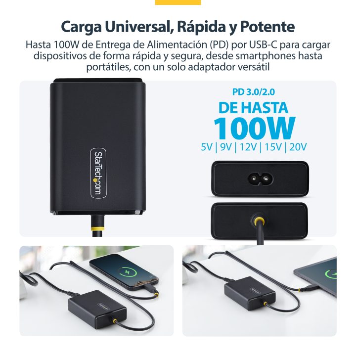 StarTech.com USB-C Laptop Charger with Integrated 1.5m Type-C Cable -…