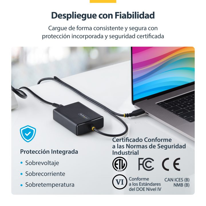 StarTech.com USB-C Laptop Charger with Integrated 1.5m Type-C Cable -…