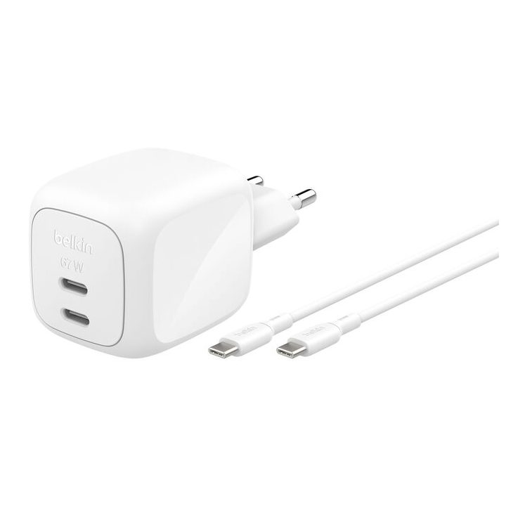 Belkin Power Adapter - GaN - 67 watts - Fast Charge - 2 Output…