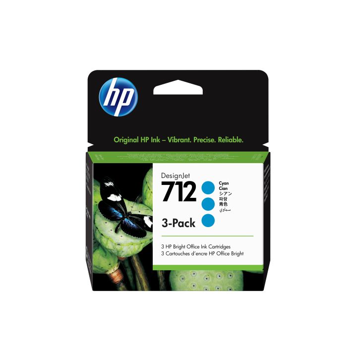 HP Paquete de 3 cartuchos de Tinta DesignJet 712 cian de 29 ml