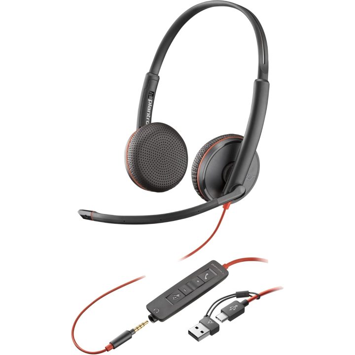 HP Poly Poly Blackwire 3225 Stereo Headset USB-C + 3.5 mm Connector +…