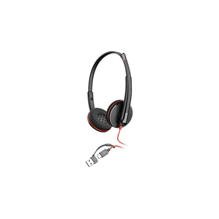 HP Poly Poly Blackwire 3220 Stereo USB-C Headset Black + USB-C/A…