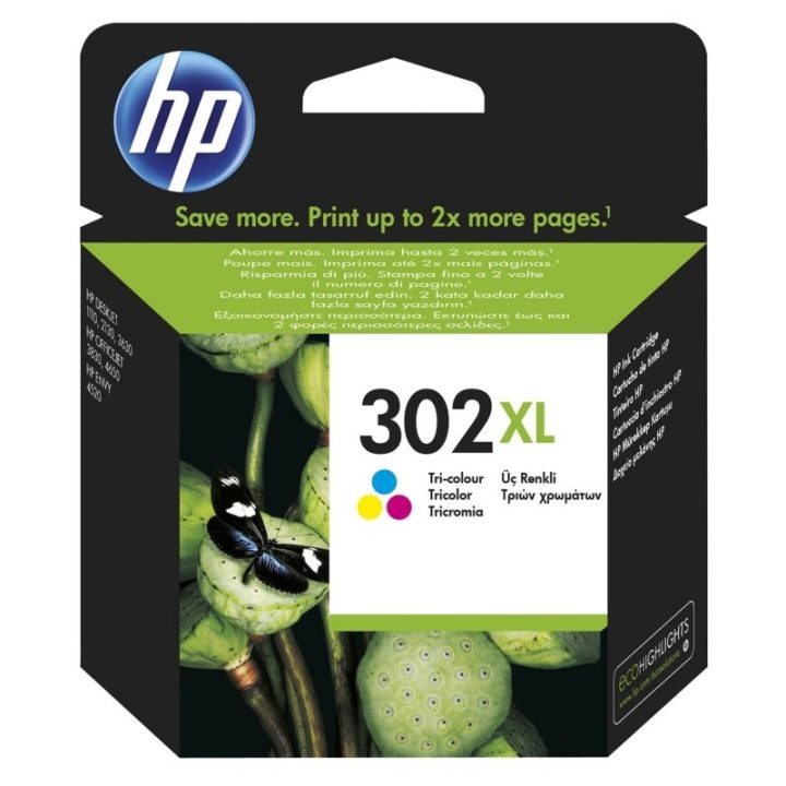 HP Cartucho de tinta original 302XL de alta capacidade tricolor