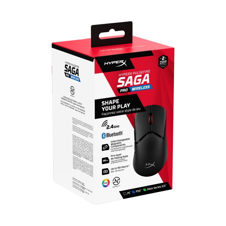 HyperX Pulsefire Saga Pro: rato gaming sem fios (preto)