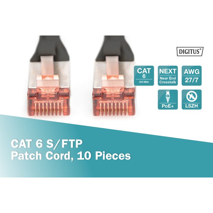 Digitus DK-1644-0025-BL-10 cable de red Negro 0,25 m Cat6 S/FTP…