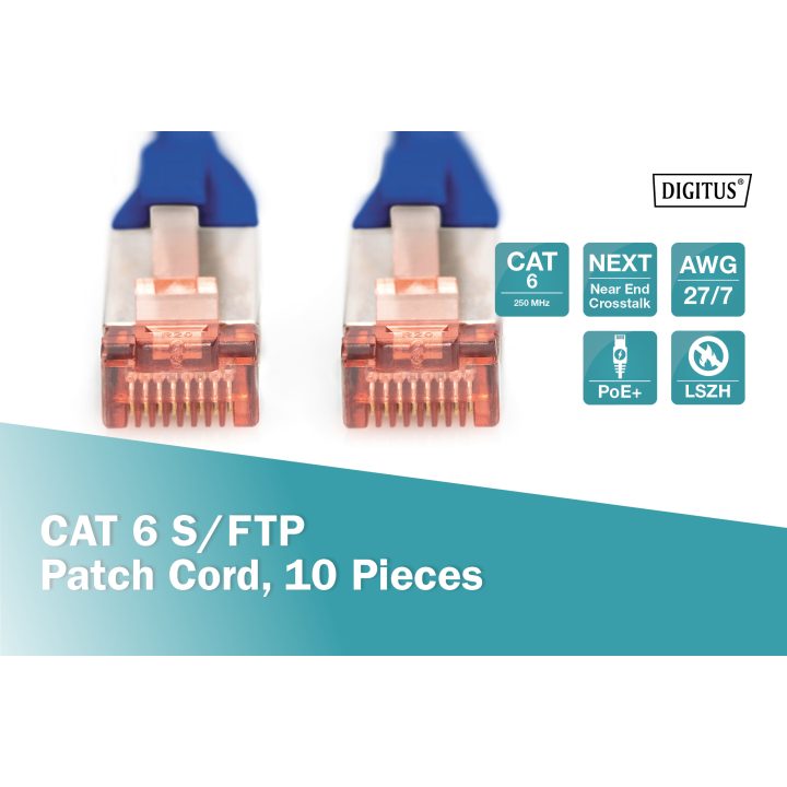 Digitus DK-1644-010-B-10 cable de red Azul 1 m Cat6 S/FTP (S-STP)