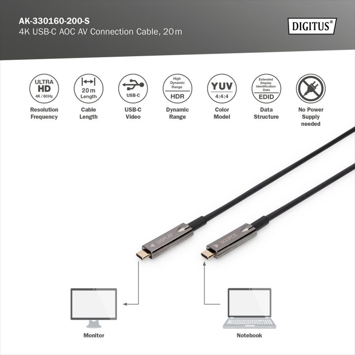 Digitus AK-330160-200-S USB Cable USB 3.2 Gen 1 (3.1 Gen 1) USB-C…