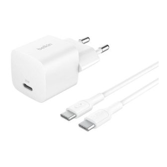 Belkin WCA012KQ1MWH-b6 25W Wall Charger 1x USB-C White + USB-C Cable