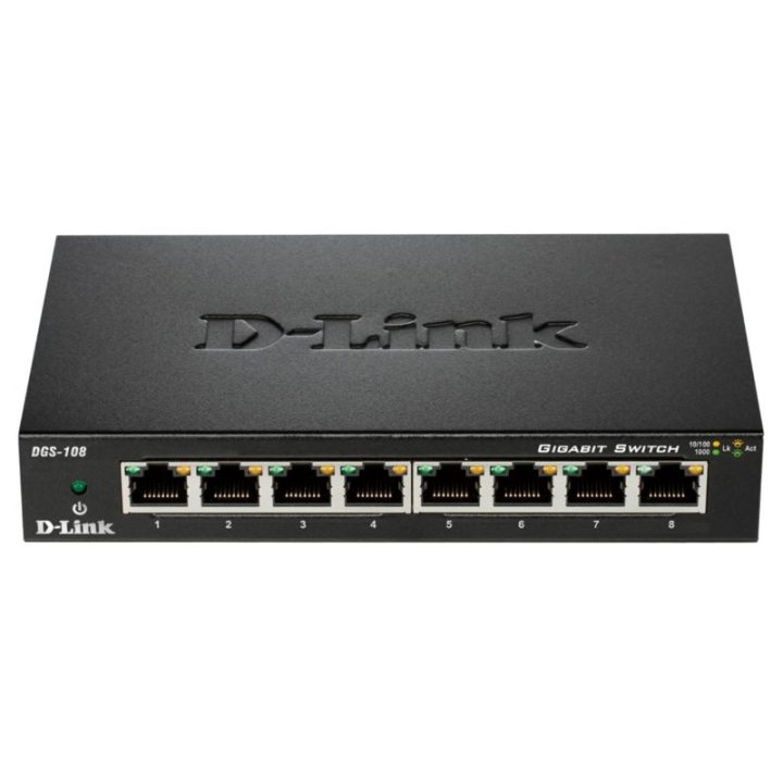 D-Link DGS-108 Unmanaged L2 Gigabit Ethernet (10/100/1000) Black