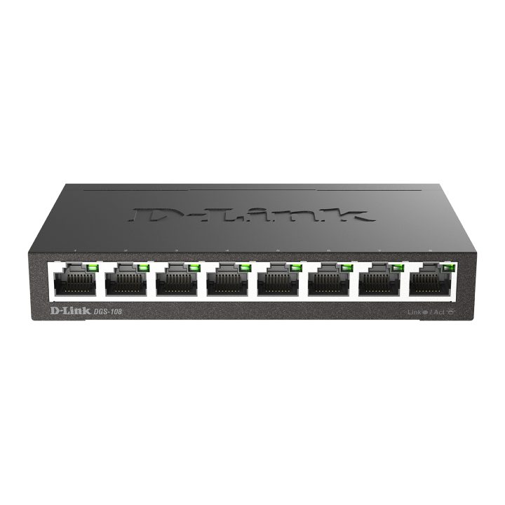 D-Link DGS-108 Unmanaged L2 Gigabit Ethernet (10/100/1000) Black