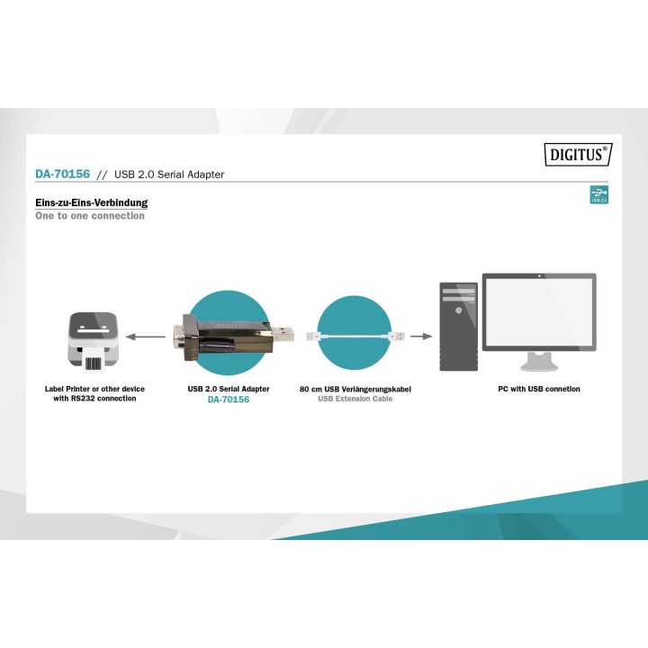 Digitus USB 2.0 to D-Sub 9 Male Serial Adapter (DA-70156)