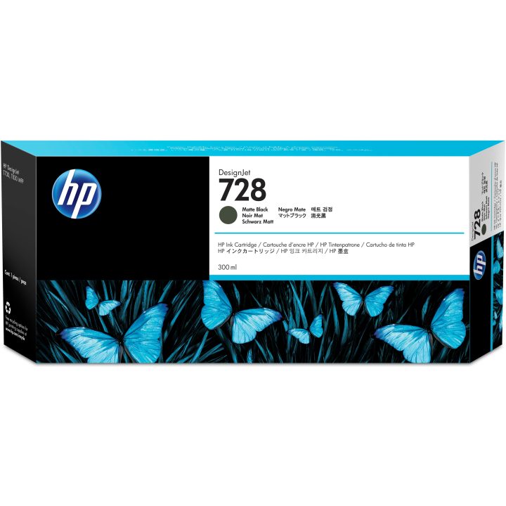 HP DesignJet 728 Matte Black Ink Cartridge 300 ml