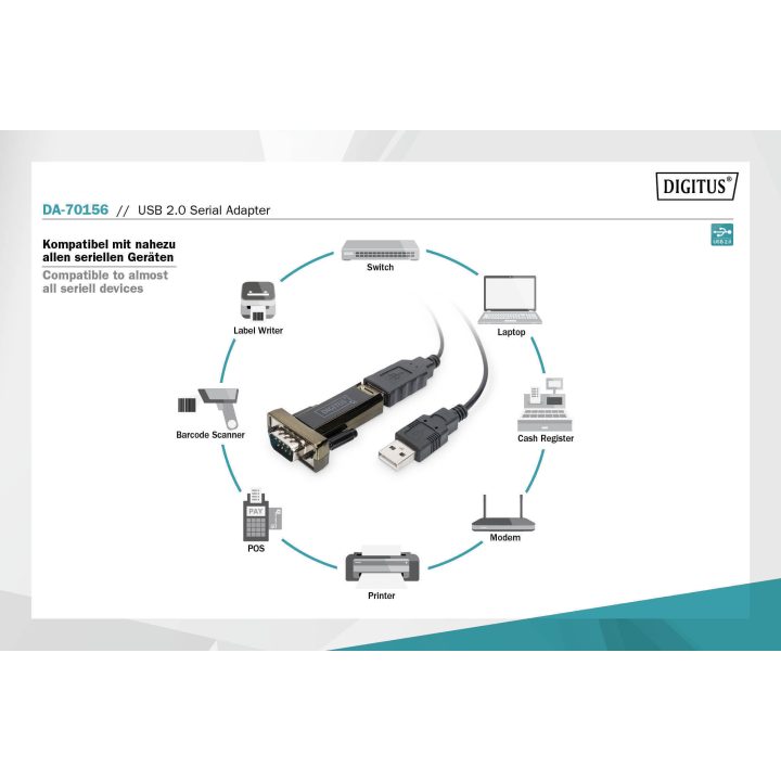 Digitus Adaptador em série USB 2.0 D-Sub 9 Macho (DA-70156)