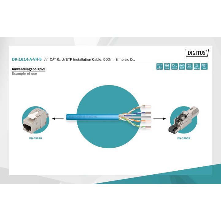Digitus DK-1614-A-VH-1 Light Blue Cat6a U/UTP (UTP) Network Cable