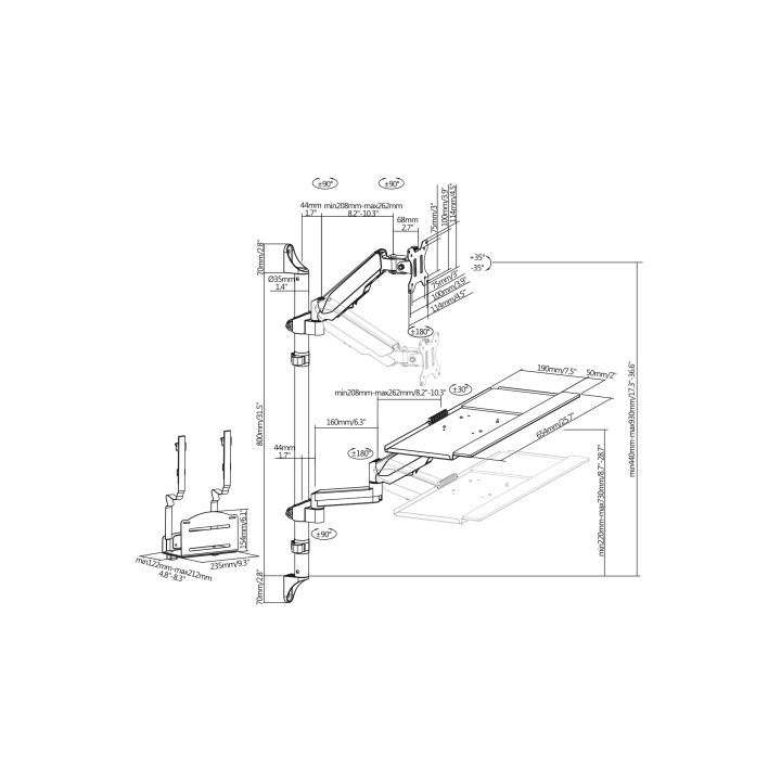 DIGITUS DA-90372 32" Monitor Stand Desk Black