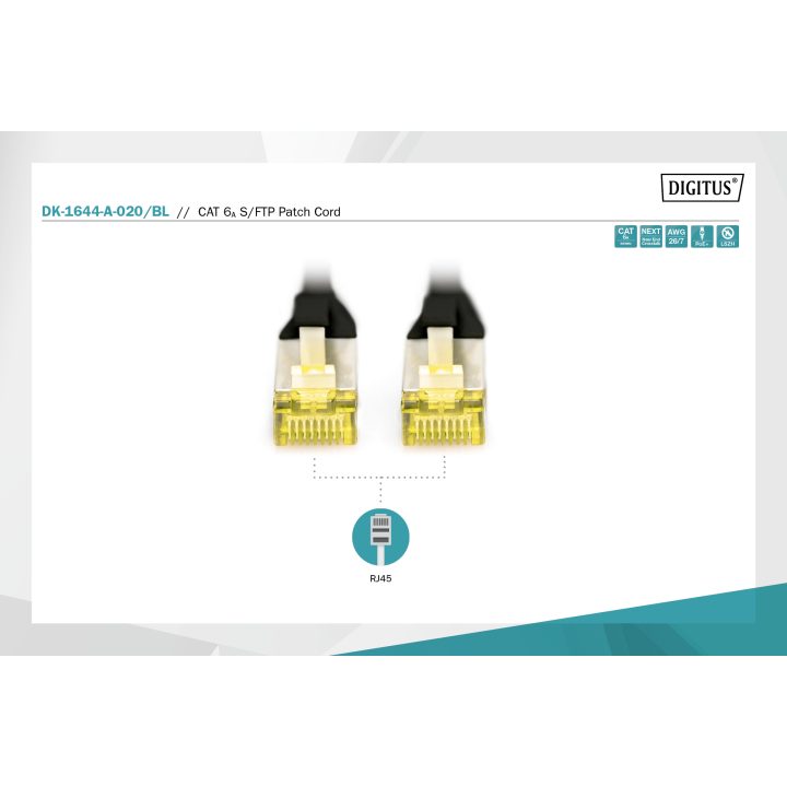 Digitus DK-1644-A-020/BL Network Cable Black 2 m Cat6a S/FTP (S-STP)