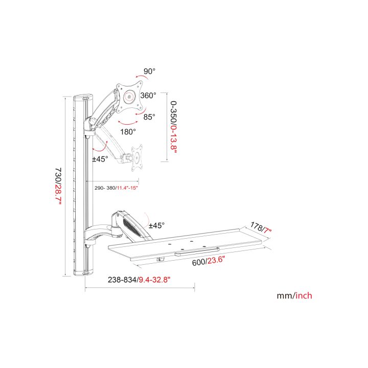 DIGITUS DA-90354 suporte para monitor 27" Prata