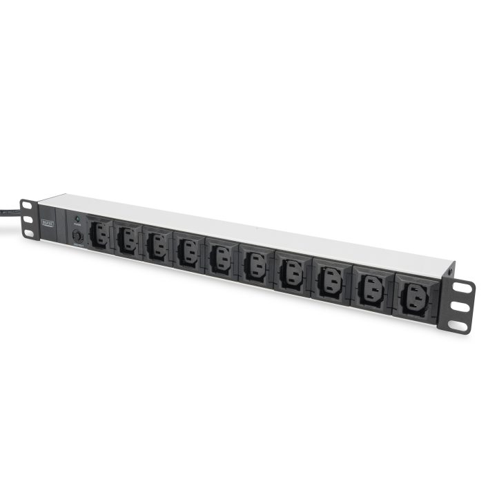 DIGITUS Regleta de enchufes con perfil de aluminio, 10 tomas, enchufe…
