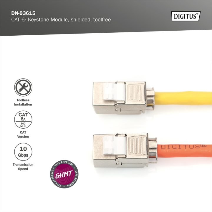 DIGITUS CAT 6A Keystone Module, Shielded, Tool-Free Mounting…