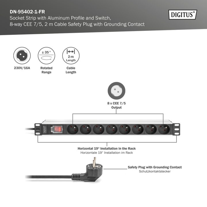Digitus DN-95402-1-FR unidade de distribuição de energia (PDU) 8…