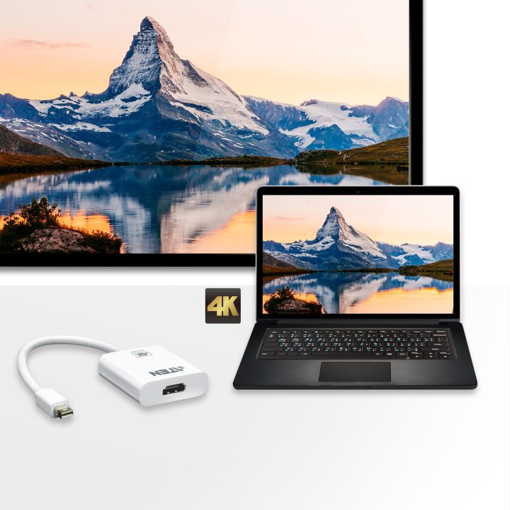 ATEN Adaptador activo de Mini DisplayPort a HDMI 4K