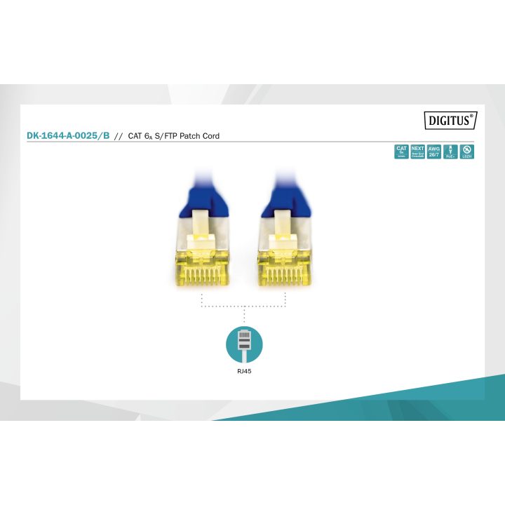Digitus DK-1644-A-0025/B cable de red Azul 0,25 m Cat6a S/FTP (S-STP)