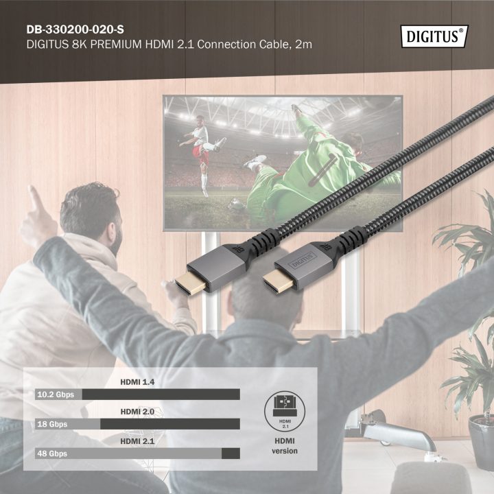 Digitus DB-330200-020-S cabo HDMI 2 m HDMI tipo A (Estándar) Preto
