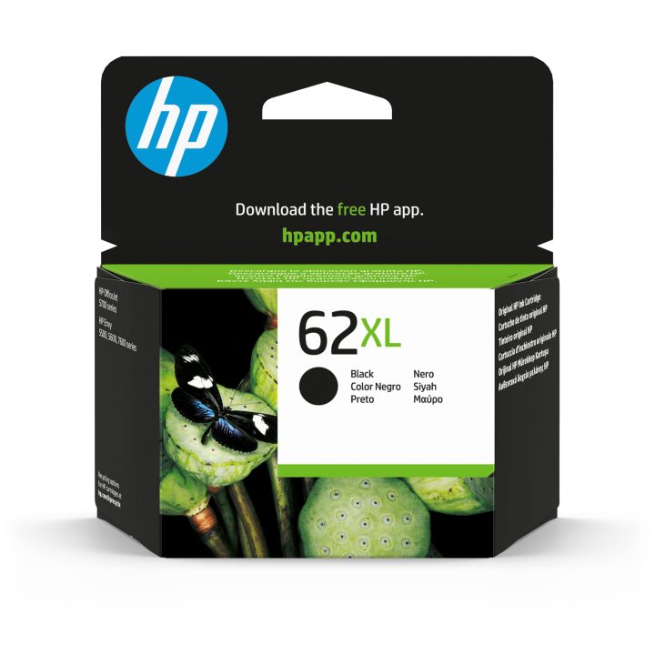 HP Cartucho de tinta original 62XL de alta capacidade preto