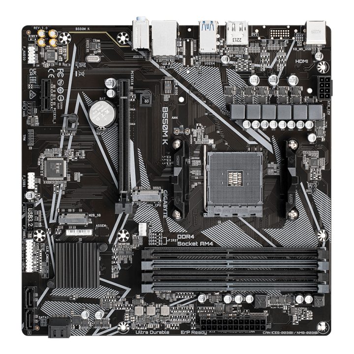GIGABYTE B550M K Motherboard - Processadores AMD Ryzen 5000, até 4733…