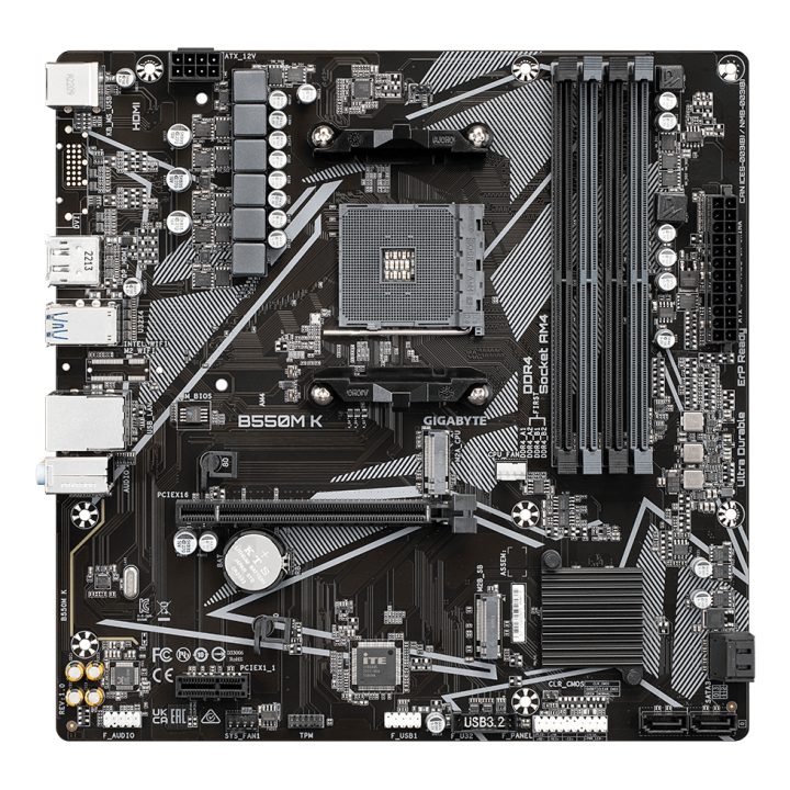 GIGABYTE B550M K Motherboard - Processadores AMD Ryzen 5000, até 4733…