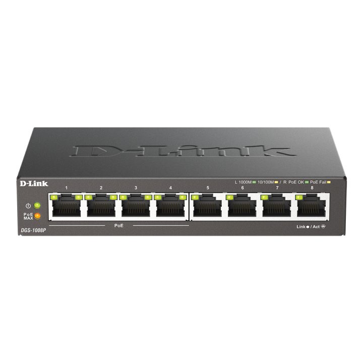D-Link DGS-1008P/E Unmanaged L2 Gigabit Ethernet (10/100/1000) Power…
