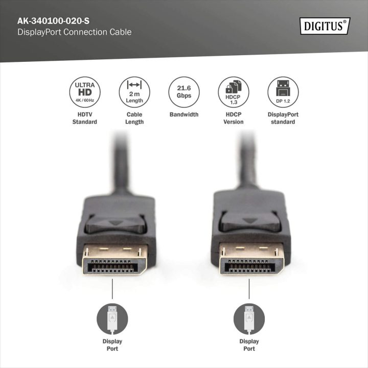 DIGITUS 10x Anschlusskabel 2m Verriegelung Ultra HD 4K…