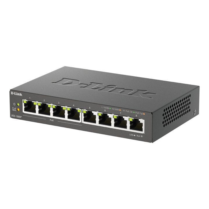 D-Link DGS-1008P/E switch não gerido L2 Gigabit Ethernet…
